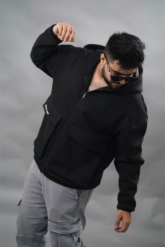 Dual Pockets Heavyweight Oversized Zip Hoodie