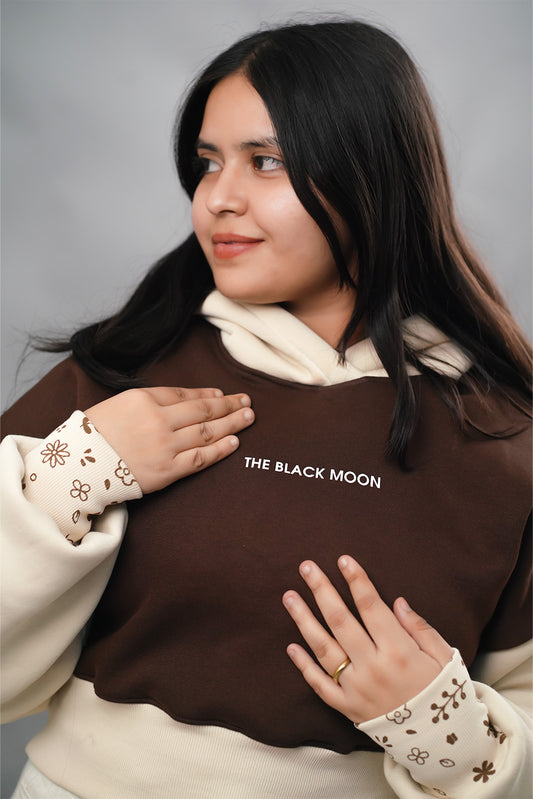 Dual-Tone Oversized Cropped Hoodie