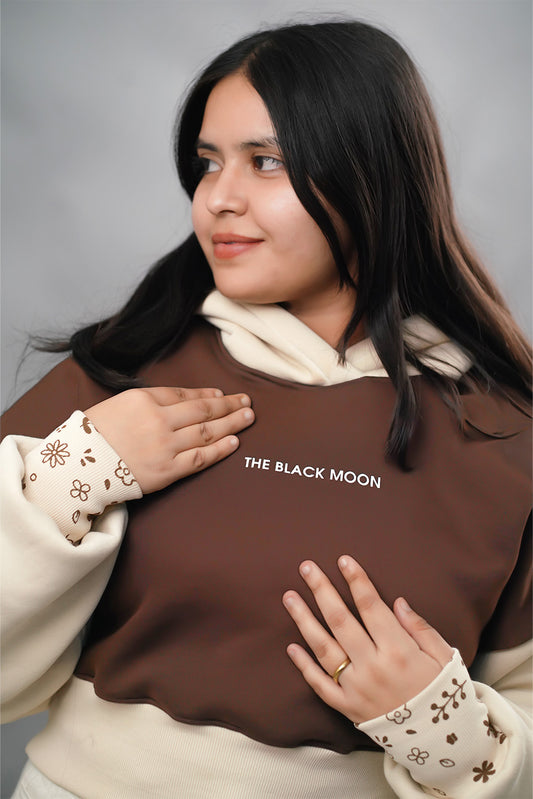 Dual-Tone Oversized Cropped Hoodie