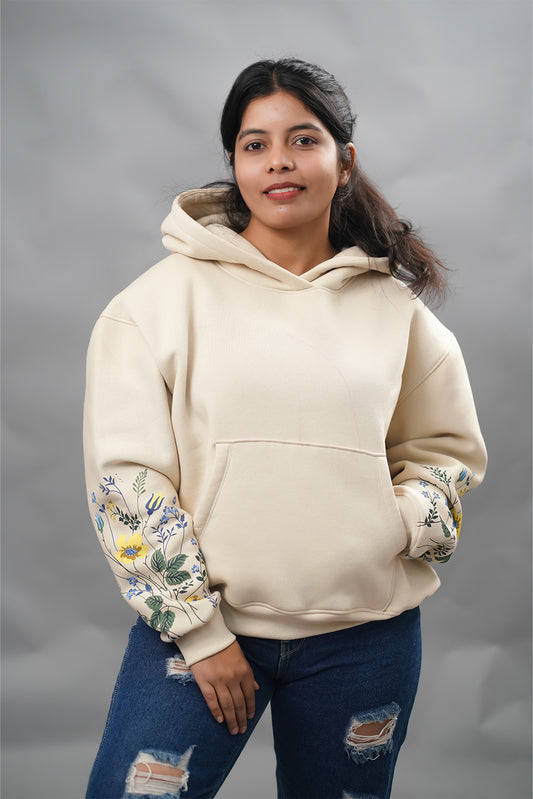 Oversized Sleeve-Print Hoodie