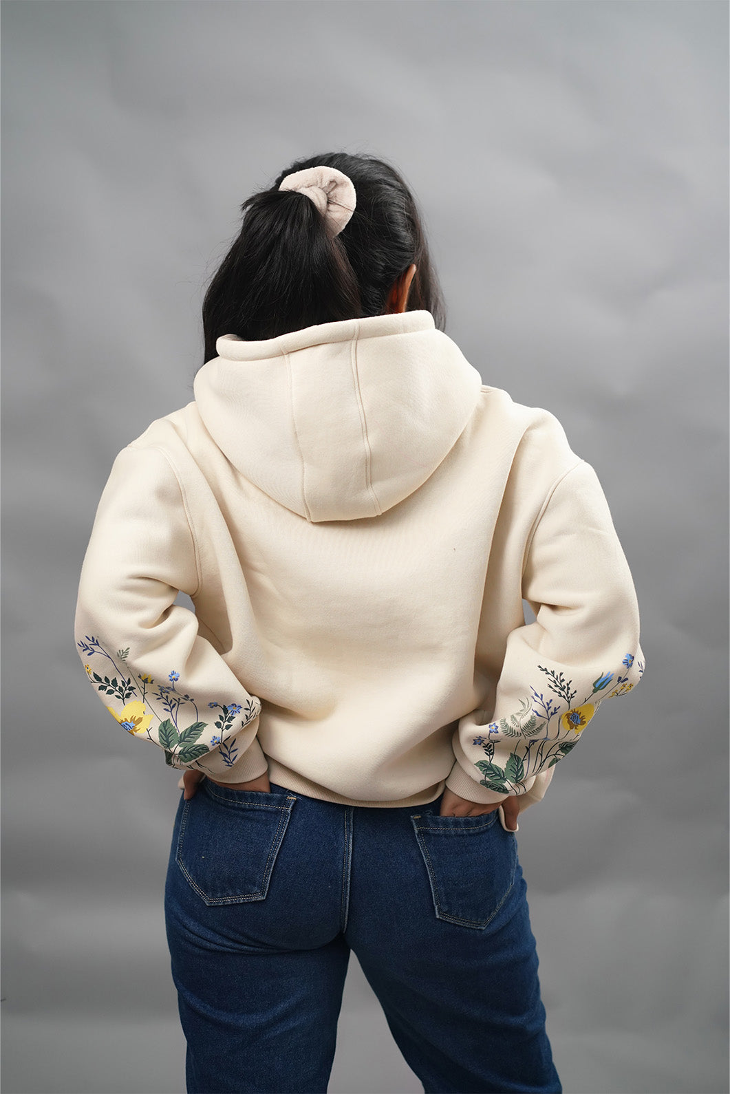 Oversized Sleeve-Print Hoodie