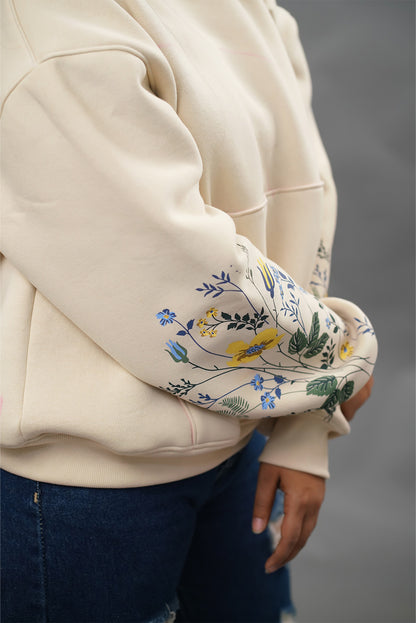 Oversized Sleeve-Print Hoodie