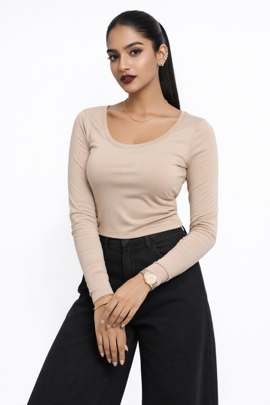 Full Sleeve Back Cut Top