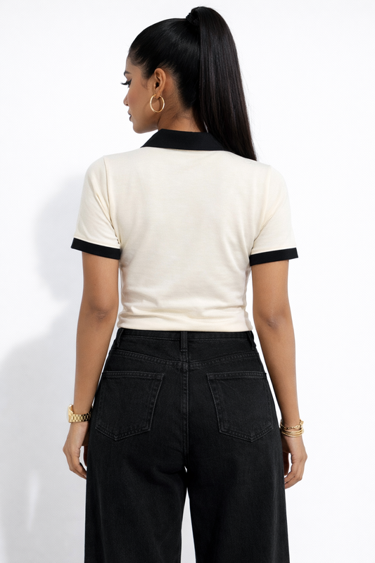 Dual tone Collar Tshirt