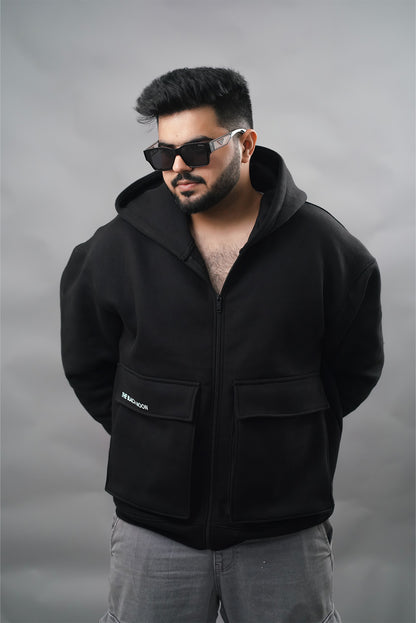 Dual Pockets Heavyweight Oversized  Zip Hoodie