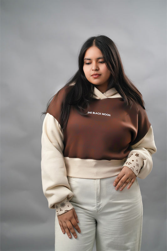 Dual-Tone Oversized Cropped Hoodie