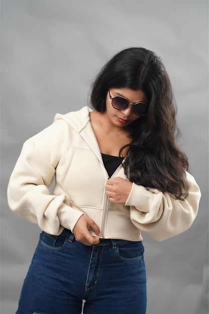 Cropped Oversized  Zip-Up Hoodie