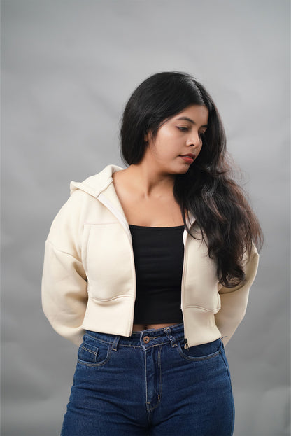Cropped Oversized  Zip-Up Hoodie